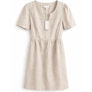 NWT Women's 10 White Label Linen Flax Flute‎ Sleeve Midi Dress